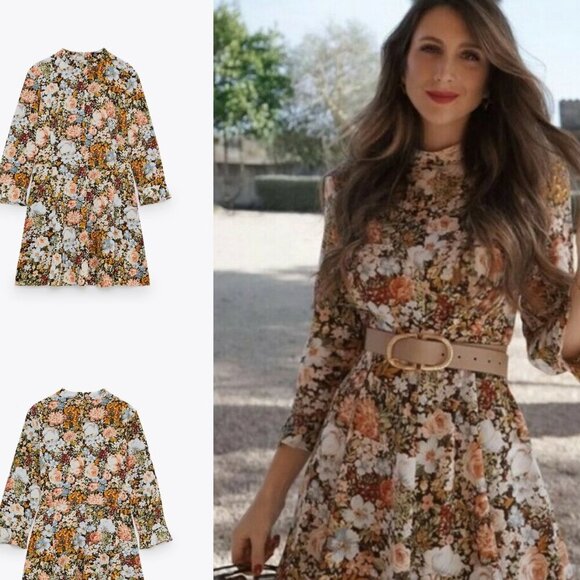 ZARA Vintage Floral Print Dress - (Size S) NEW WITH TAG! - Picture 4 of 8